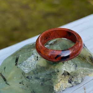Mahogany Obsidian natural genuine gemstone carved band ring.